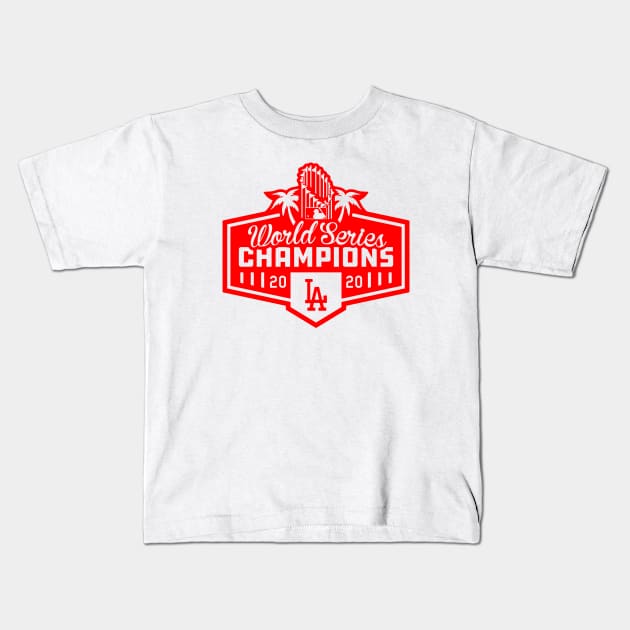 LA Dodgers Champions 3 Kids T-Shirt by HooPet